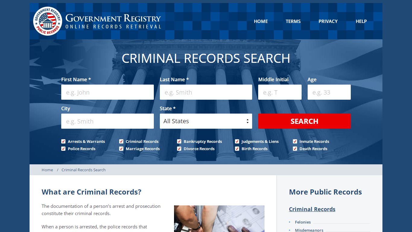 Criminal Records Check - GovernmentRegistry.Org